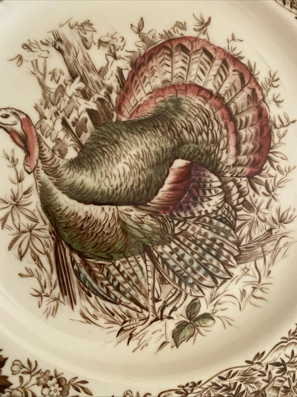 Set Of 4 Johnson Brothers  Wild Turkeys Brown Native American Thanksgiving 10.5”